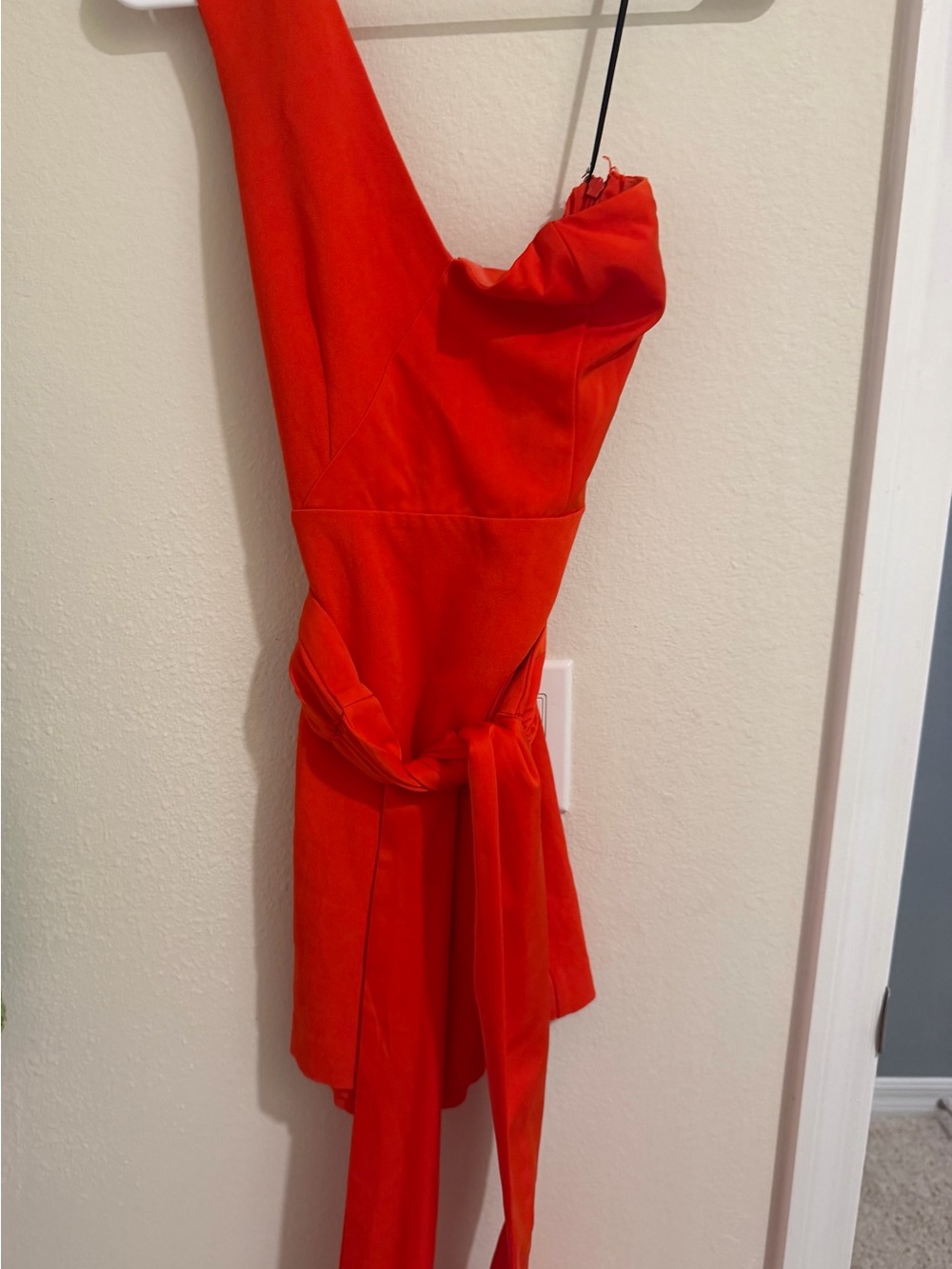 Revolve NBD Jasper Dress size S One Shoulder Sash Tie Belt Formal Wedding Orange - Picture 2 of 7